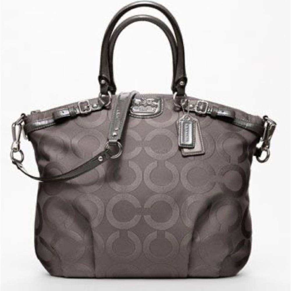 Coach MadisonTote Shoulder Bag Canvas Patent Leather